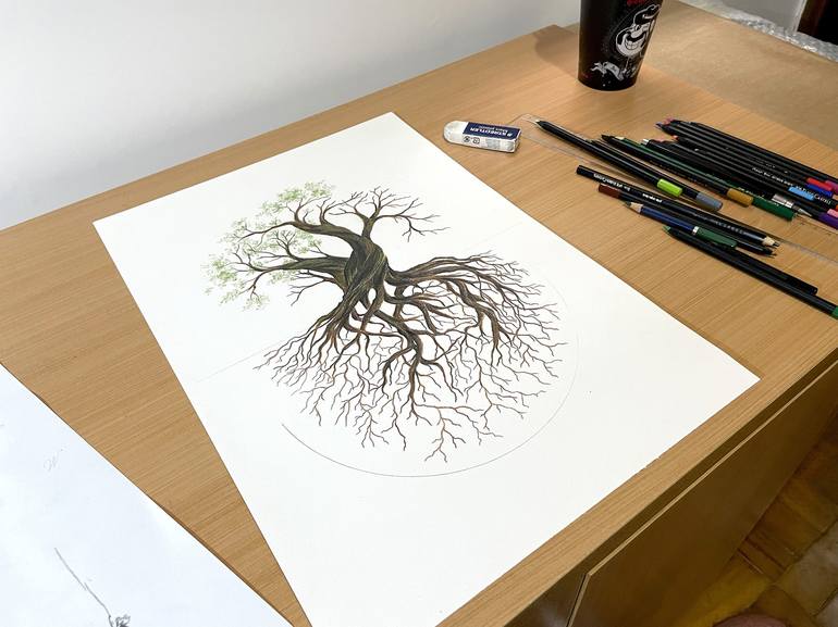 Original Conceptual Tree Drawing by Humberto C Pornaro
