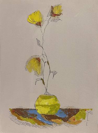 Yellow vase,yellow,flowers thumb