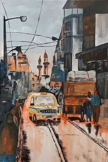 Original Abstract Expressionism Cities Paintings by Tejal Bhagat