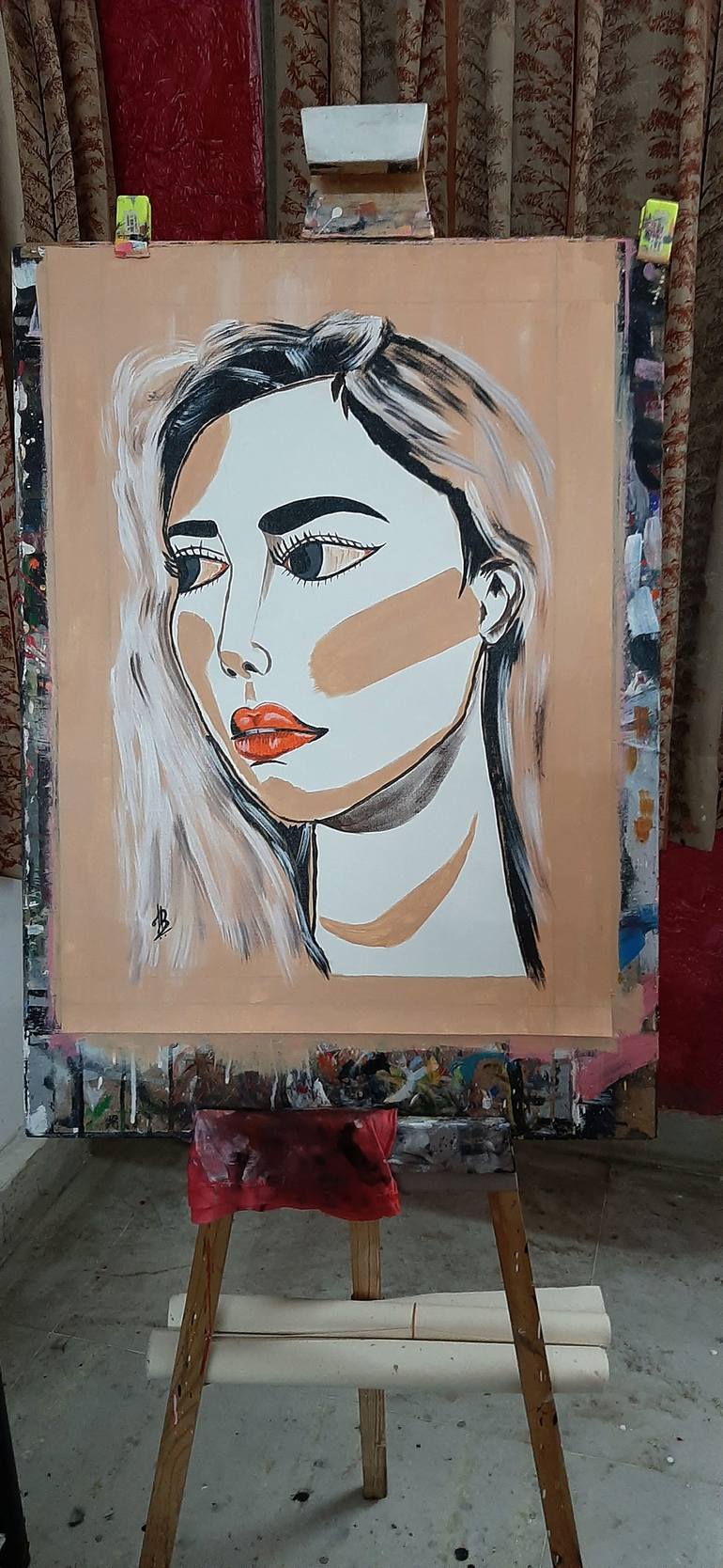 Original Abstract Expressionism Portrait Painting by Tejal Bhagat
