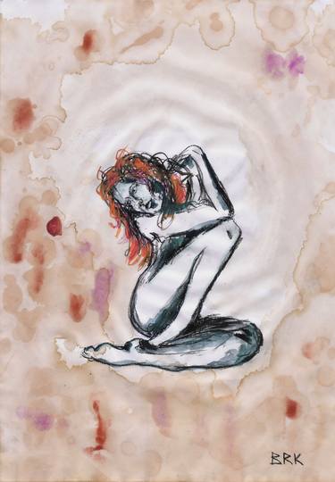 Original Expressionism Nude Drawings by Burak Kum