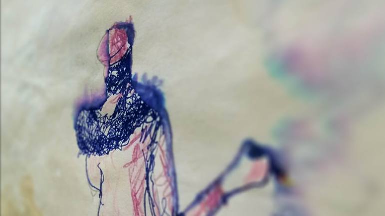 Original Expressionism Women Drawing by Burak Kum