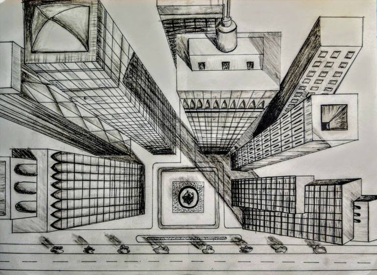 Aerial City View Drawing by Shraddha Ghelani Saatchi Art