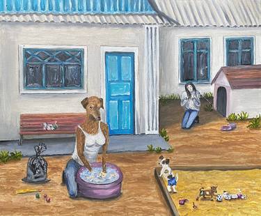 Original Surrealism Dogs Paintings by Anastasiia Popsui