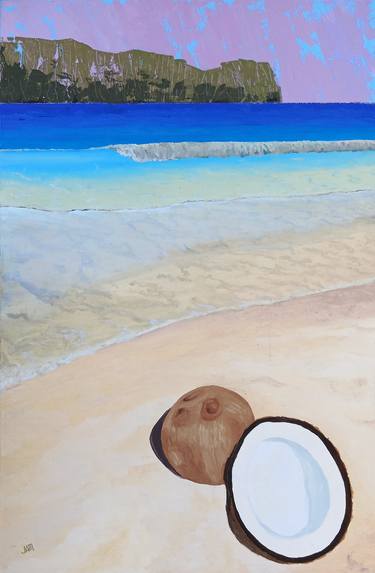 Caribbean beach with coconut thumb