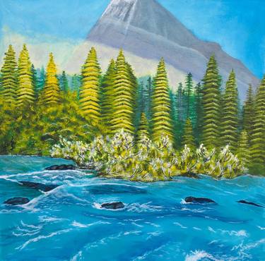 Across the River landscape Painting | home decor thumb