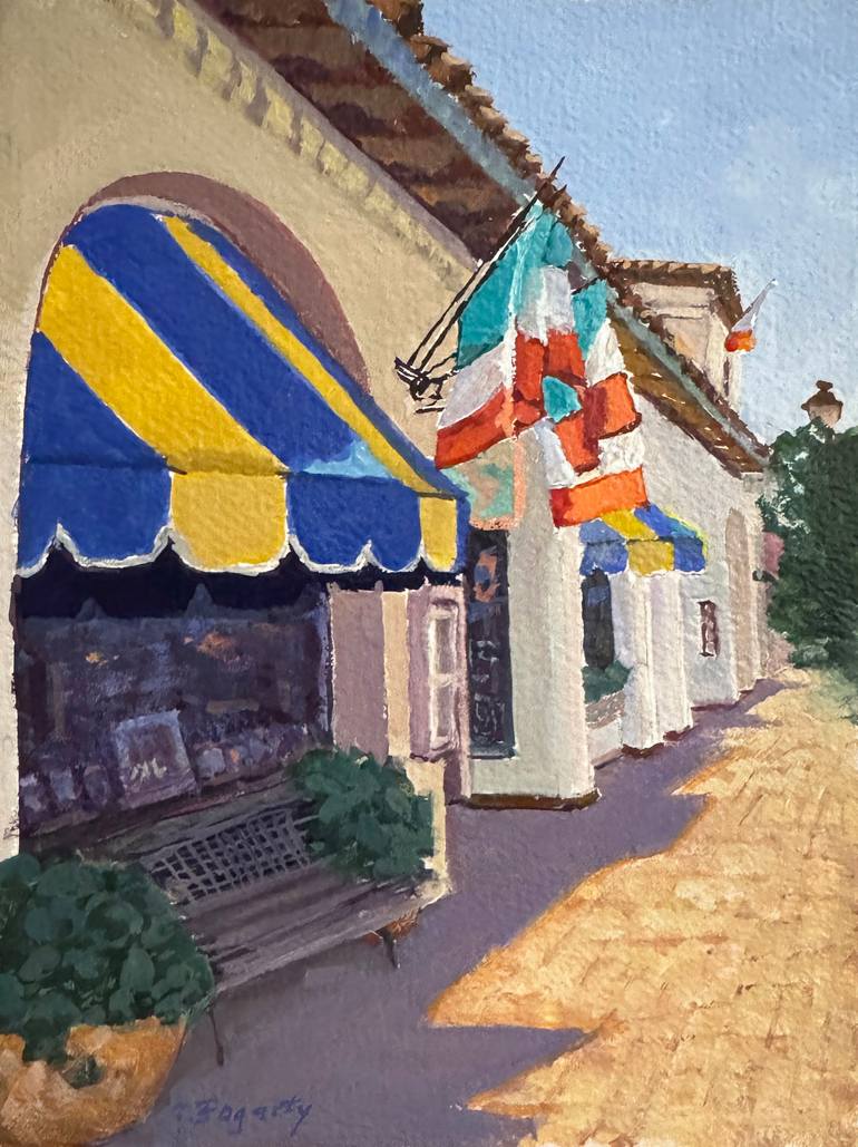 Original Cities Painting by Tatyana Fogarty | Contemporary Art on Paper | "Little Napoli" Bistro In Carmel-by-the-Sea