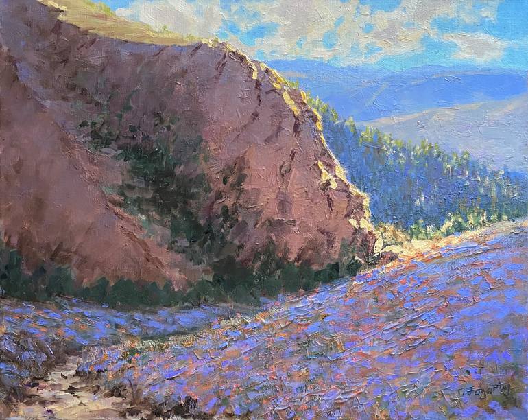 In the Shadows Of Rocky Mountains Landscape Original Painting by tatyana fogarty