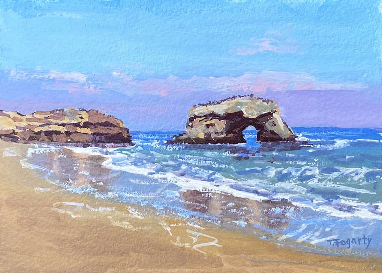 Natural Bridges Park Beach Santa Cruz Painting by Tatyana Fogarty