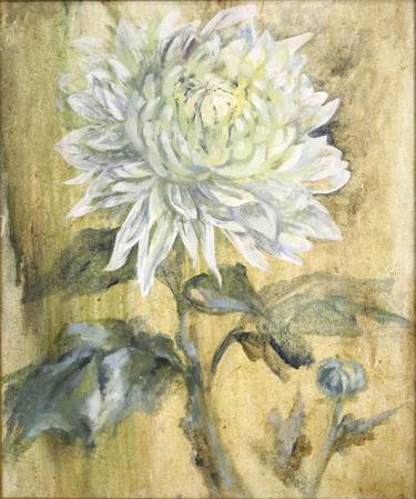 White flower oil painting Chrysanthemum August thumb
