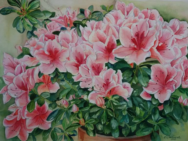 Azalea rosa Painting by Natalya Smirnova | Saatchi Art