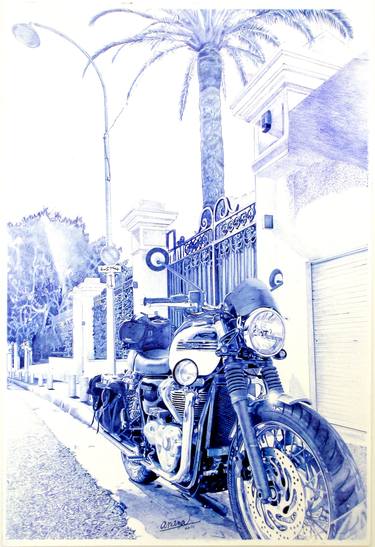 Print of Motorbike Drawings by Jacky Ananou
