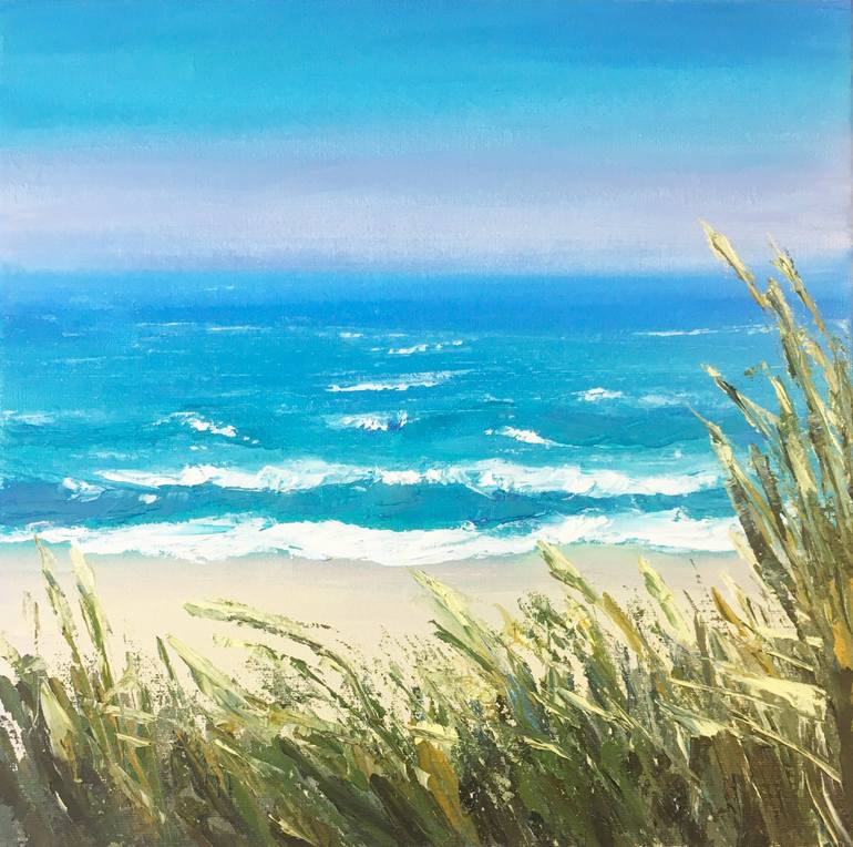 beach painting coastal art sea art Watercolor coastal painting beach