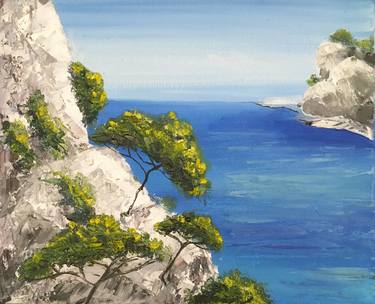 Seascape WHITE ROCK - original oil painting, marine, ocean thumb