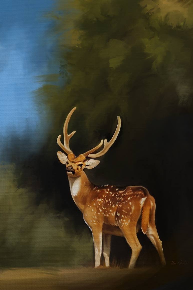 Spotted Deer Painting By Tejas Soni Saatchi Art   6951919 HSC00001 7 