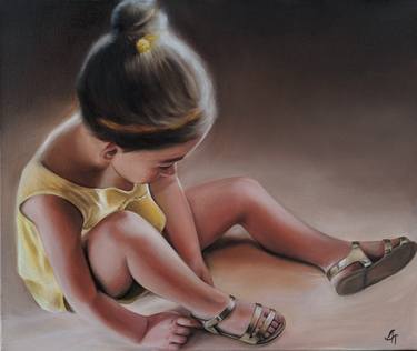 Girl with golden sandals thumb
