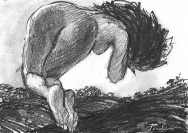 Original Expressionism Nude Drawings by Randy Perdew