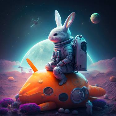 Rabbit on the carrot spaceship thumb
