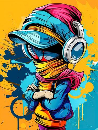 Original Pop Art Graffiti Digital by CHEEKY BUNNY POP ART