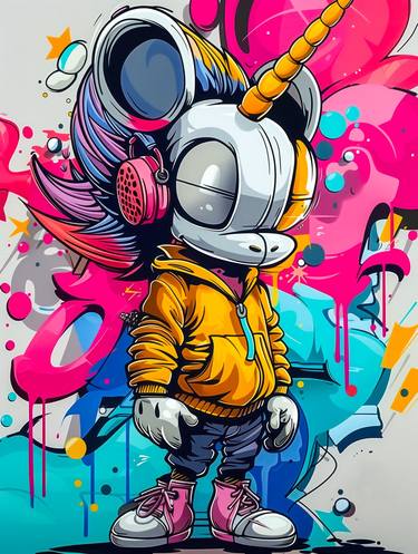 Original Pop Art Graffiti Digital by CHEEKY BUNNY POP ART