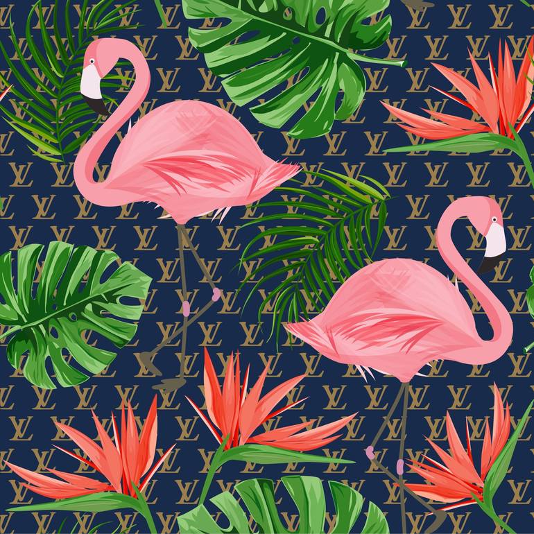louis vuitton flamingos Painting by CHEEKY BUNNY POP ART