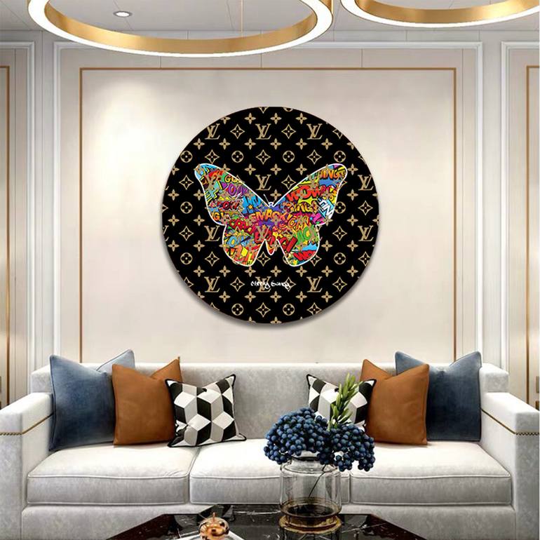 Butterfly Louis Vuitton/ pop art circle Painting by CHEEKY BUNNY