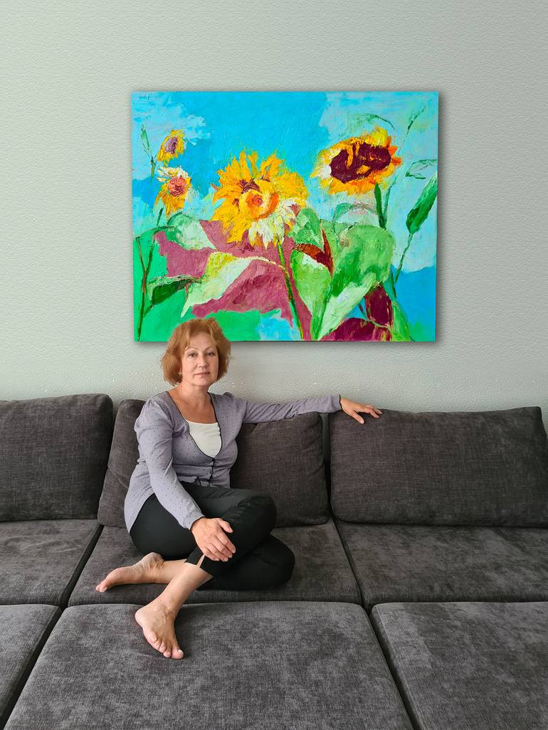 Original Abstract Floral Painting by Tatiana Ermolchik