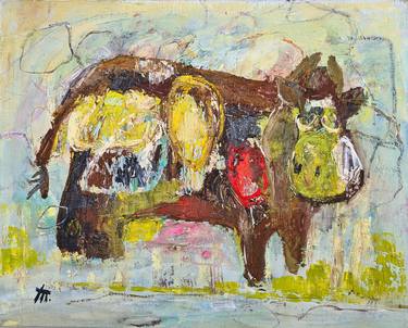 Print of Abstract Expressionism Cows Paintings by Tatiana Ermolchik