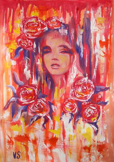 Woman Painting Original Portrait  Girl Oil female abstract face beautiful  Original Hand Painted Impressionist thumb