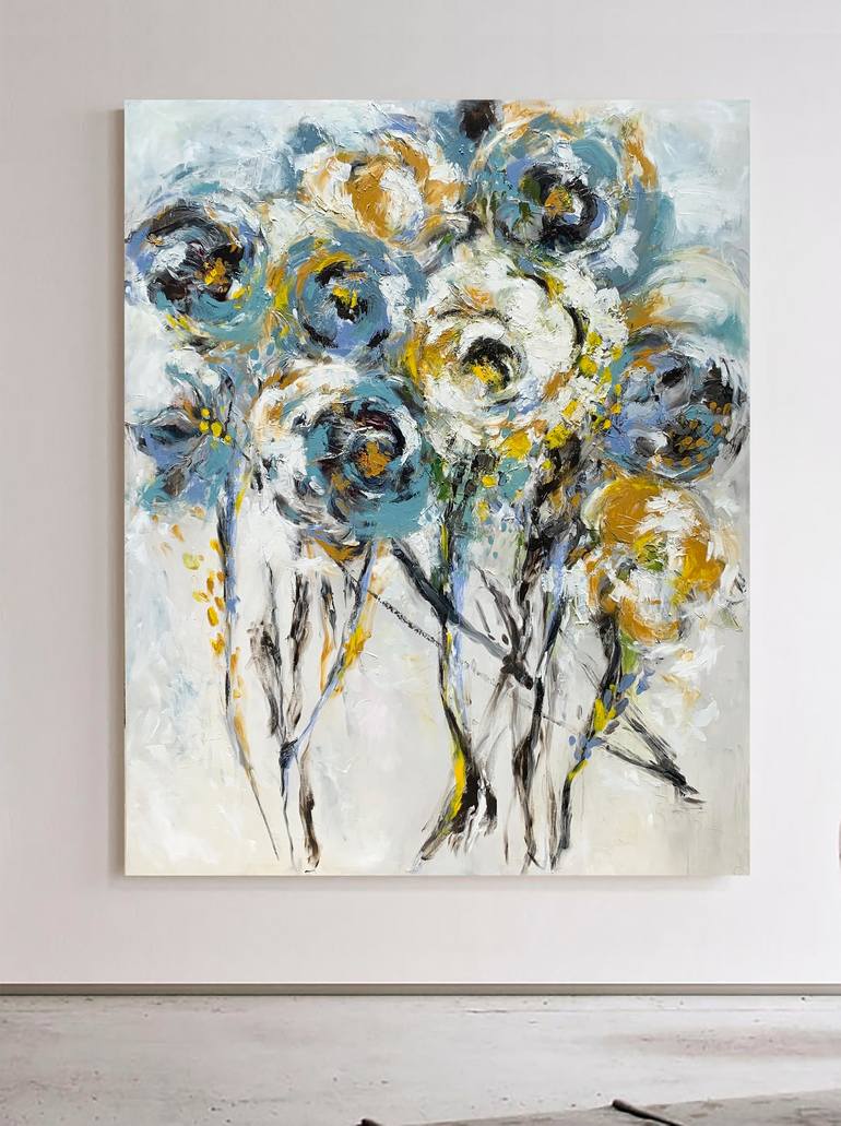 Original Abstract Floral Painting by Julia Niiazbekova