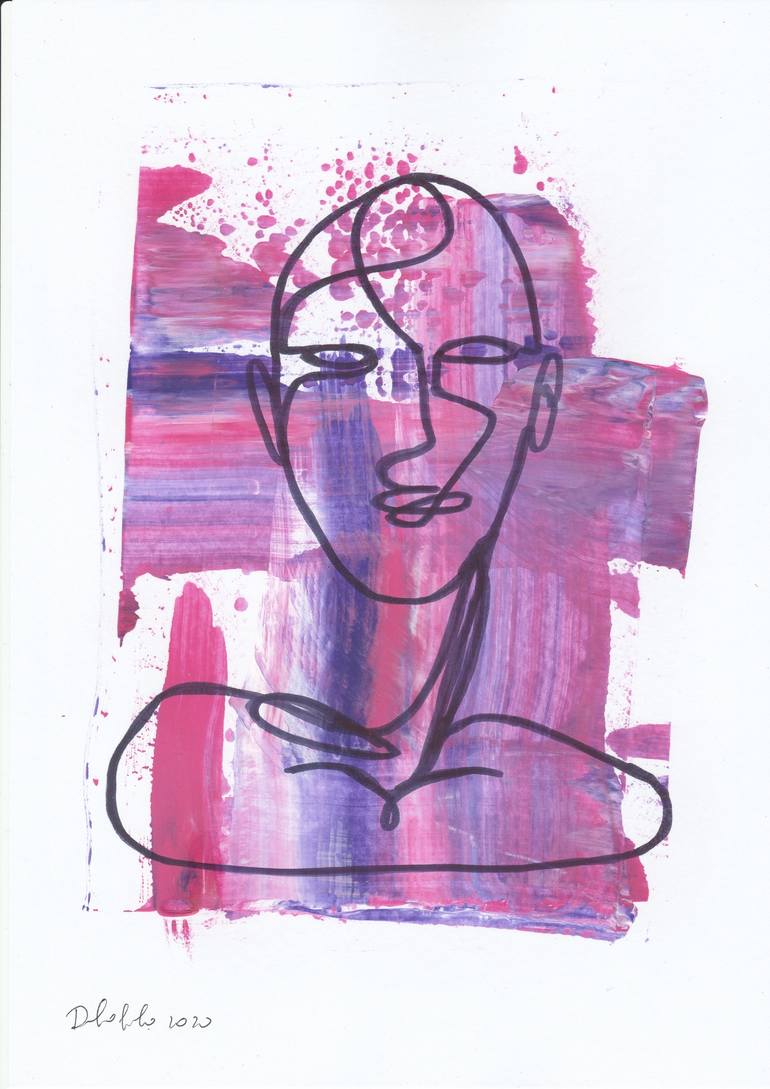 Original Abstract Expressionism Portrait Painting by Infinity Lineart
