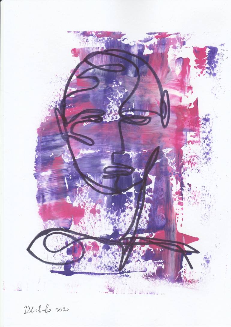 Original Abstract Expressionism Portrait Painting by Infinity Lineart