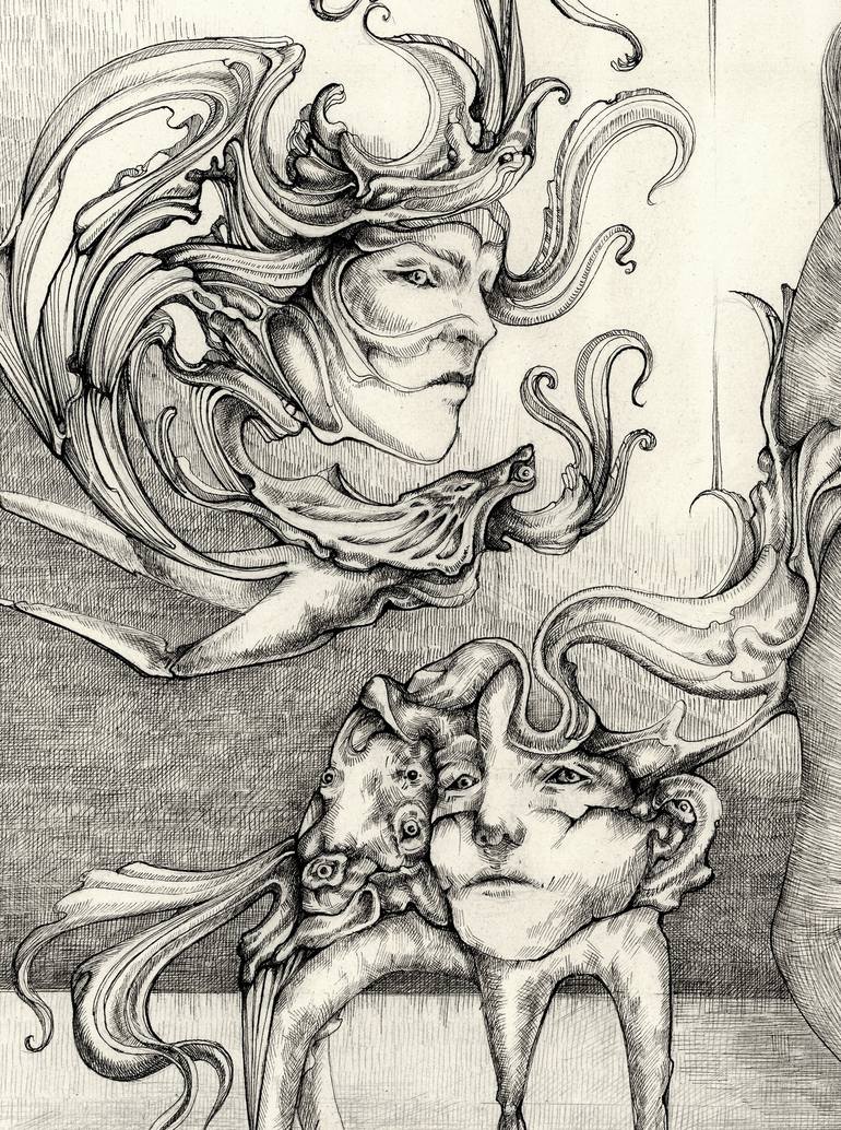 Original Symbolism Fantasy Drawing by Juliana Žamoit
