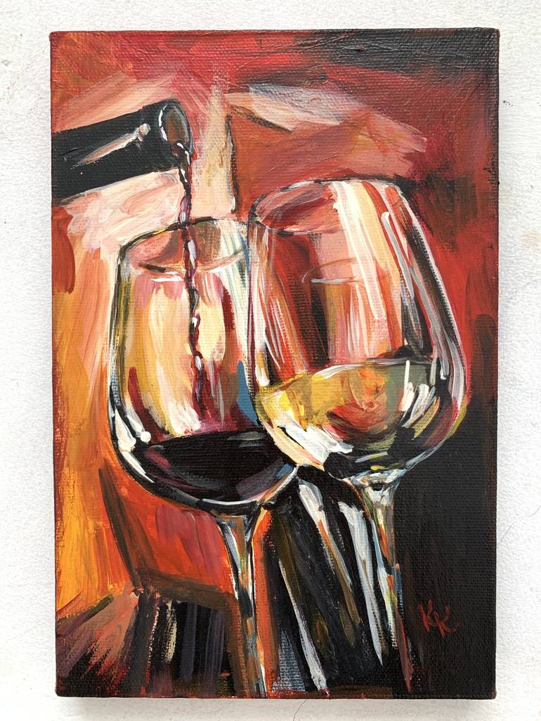 Painting Wine. Painting by Kristina Podtopta | Saatchi Art