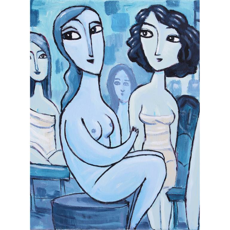 Original Expressionism Women Painting by Charles Kaufman