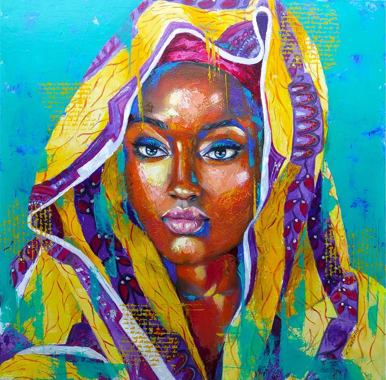 Girl with scarf Painting by Lana Castella | Saatchi Art