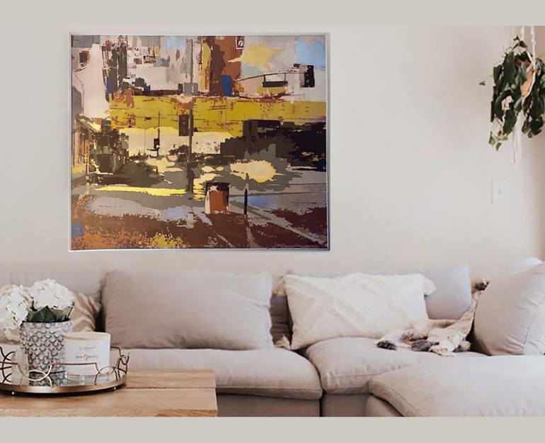 Original Abstract Expressionism Cities Painting by Hyangja Bergstrom
