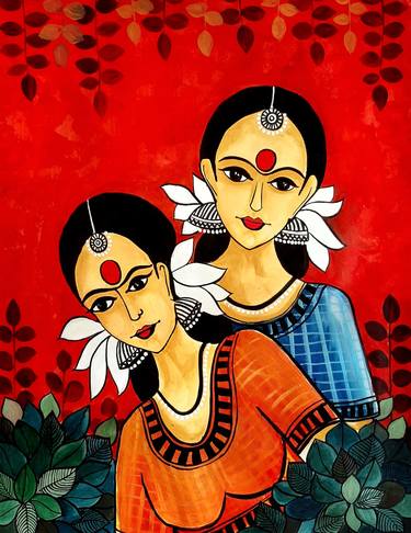 Print of Figurative Women Paintings by Revathi Nandana