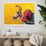 Handpainted wall decor art, inspired by Indian bullocks. The painting represents a bull with vibrant colors.