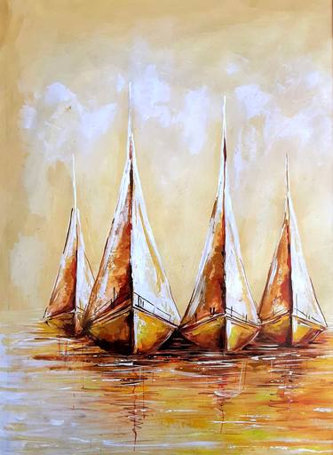 Print of Abstract Boat Paintings by Revathi Nandana