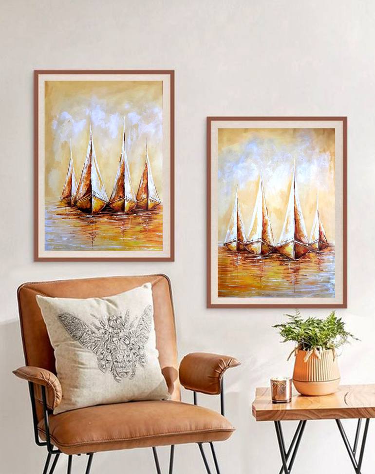 Original Abstract Boat Painting by Revathi Nandana