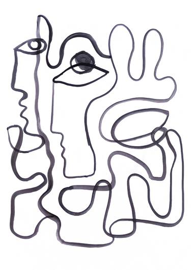 Print of Abstract Portrait Drawings by Sonia Art