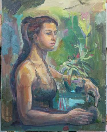 Girl portrait with plants thumb
