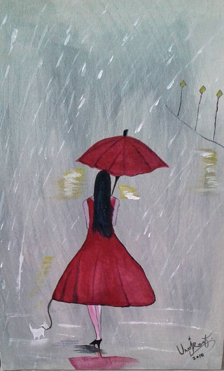 girl walking in rain