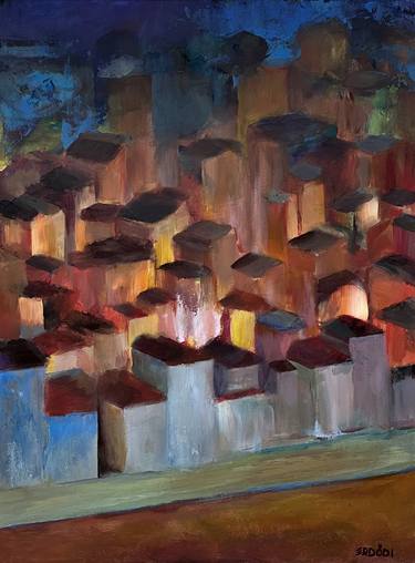 Print of Cubism Cities Paintings by Tamas Erdodi