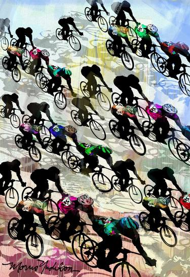 Original Abstract Bicycle Paintings by Morris Yudelson