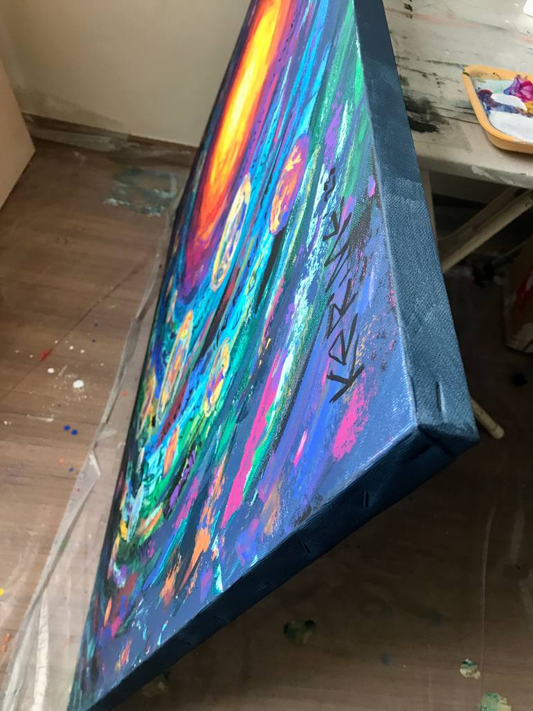 Original Abstract Outer Space Painting by Kerime Elibuyuk