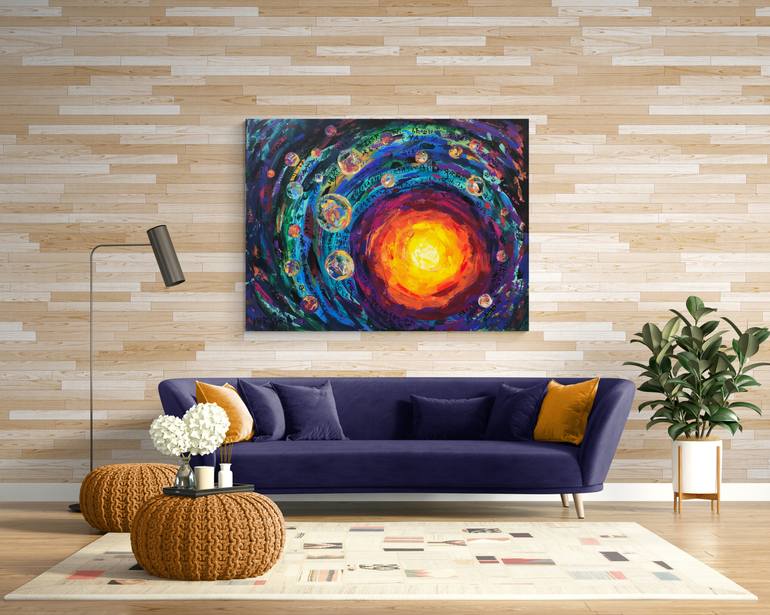 Original Abstract Outer Space Painting by Kerime Elibuyuk