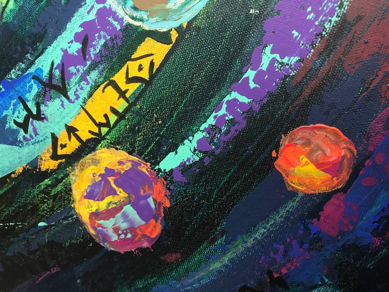 Original Abstract Outer Space Painting by Kerime Elibuyuk
