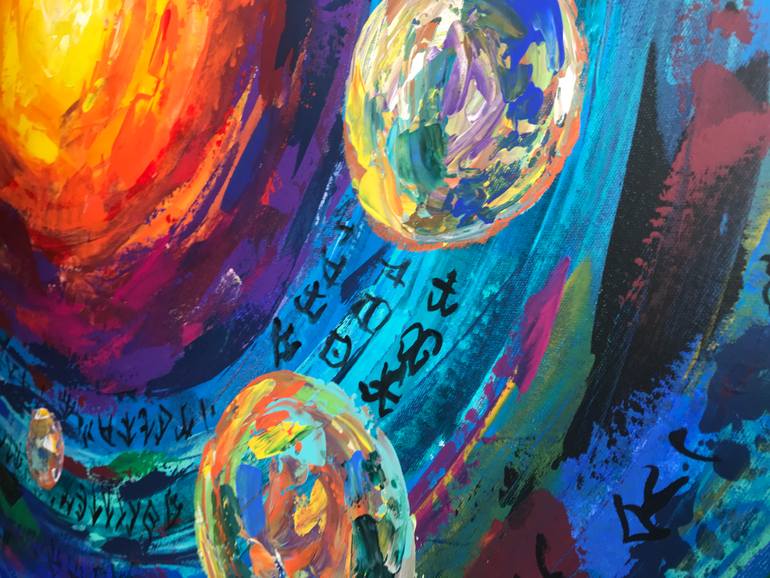 Original Abstract Outer Space Painting by Kerime Elibuyuk